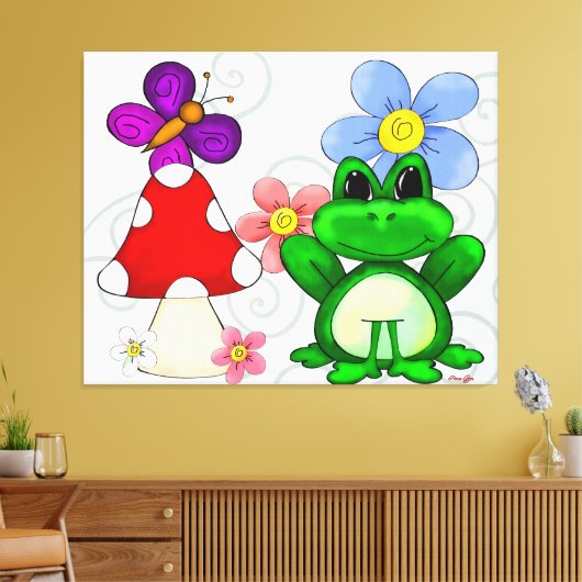Happy Frog in lente Canvas Afdruk (Insitu (Woonkamer))