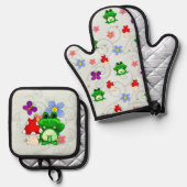 Happy Frog in lente Ovenwant & Pannenlap Set (Voorkant / Achterkant)