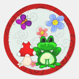 Happy Frog in lente Ronde Sticker