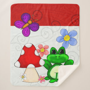 Happy Frog in lente Sherpa Deken