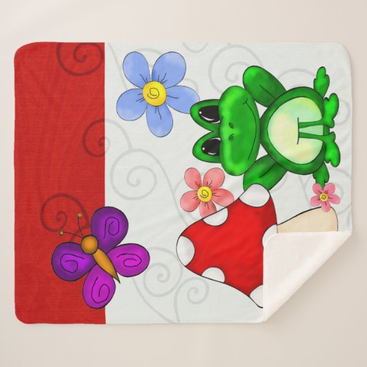 Happy Frog in lente Sherpa Deken (Voorkant (horizontaal))