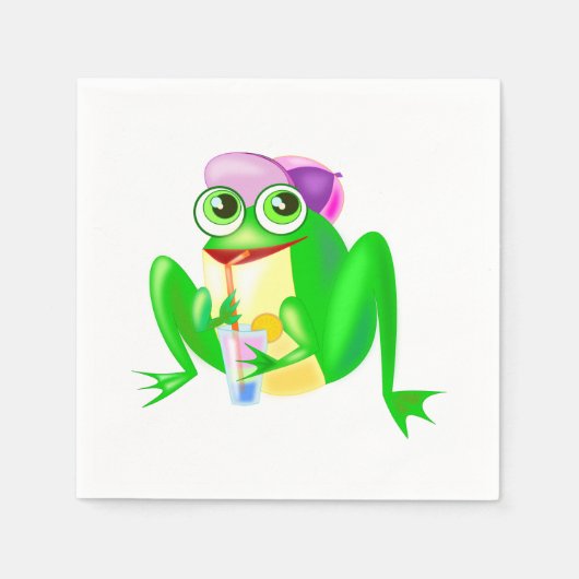 Happy Frog Napkins - Aangepaste kleuren of tekst Servet (Voorkant)