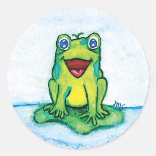 Happy Frog Ronde Sticker (Voorkant)