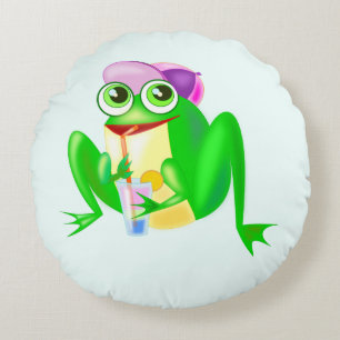 Happy Frog Round Pillow Rond Kussen