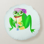 Happy Frog Round Pillow Rond Kussen (Achterkant)