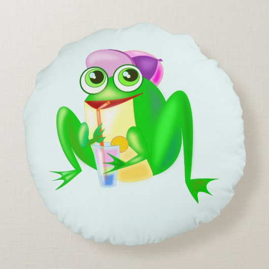 Happy Frog Round Pillow Rond Kussen (Achterkant)
