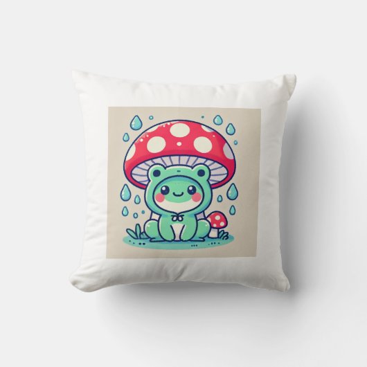 Happy Frog & Umbrella 🐸☔ Kussen (Voorkant)