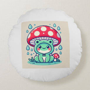 Happy Frog & Umbrella 🐸☔ Rond Kussen