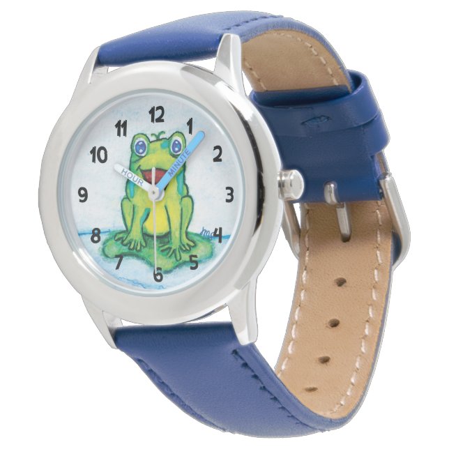 Happy Frog Watch (met cijfers) Horloge (Gekanteld)