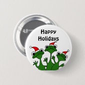 Happy Frogs-kerstCartoon Ronde Button 5,7 Cm (Voorkant /achterkant)