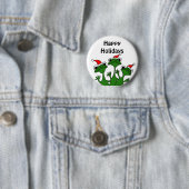 Happy Frogs-kerstCartoon Ronde Button 5,7 Cm (In situ)
