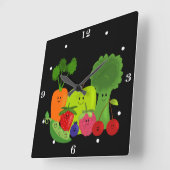 Happy Fruit and Veggies Wall Clock Vierkante Klok (Hoek)