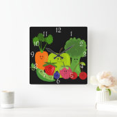 Happy Fruit and Veggies Wall Clock Vierkante Klok (Huis)