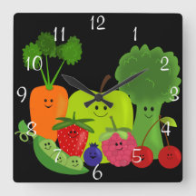 Happy Fruit and Veggies Wall Clock