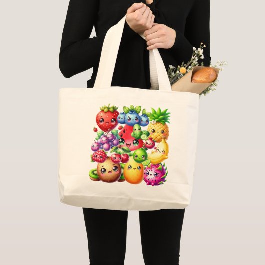 Happy Fruit Grote Tote Bag (Voorkant (product))