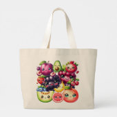 Happy Fruit Grote Tote Bag (Achterkant)
