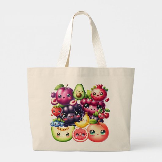 Happy Fruit Grote Tote Bag (Achterkant)