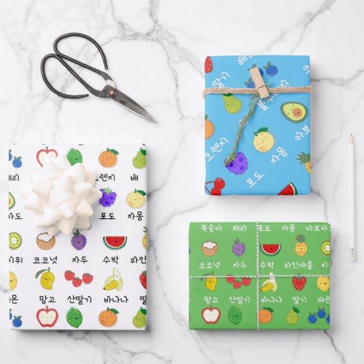 Happy Fruit Party (Koreaanse) Gift Wrap Inpakpapier Vel (Voorkant)
