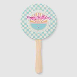 Happy Fun Blue Gingham Plaid Checkered Birthday Handwaaier