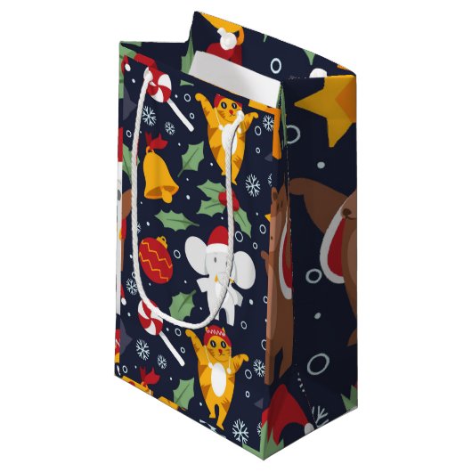 Happy Fun-kerstpatroon Klein Cadeauzakje (Voorkant Gekanteld)