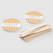 Happy Fun Oranje gingham plaid gecontroleerd verja Handwaaier (Niet-gemonteerd)