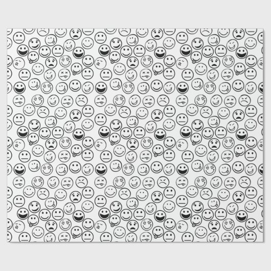 Happy Fun Schattige Humor Funny Faces Verjaardag Cadeaupapier (Vlak)