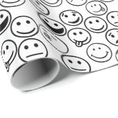 Happy Fun Schattige Humor Funny Faces Verjaardag Cadeaupapier (Rol Hoek)