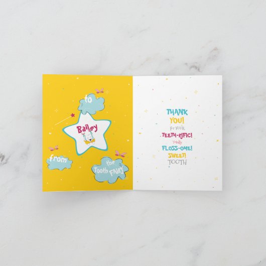 Happy Fun Schattigee Tandenfee gepersonaliseerd Da Kaart (Binnen)