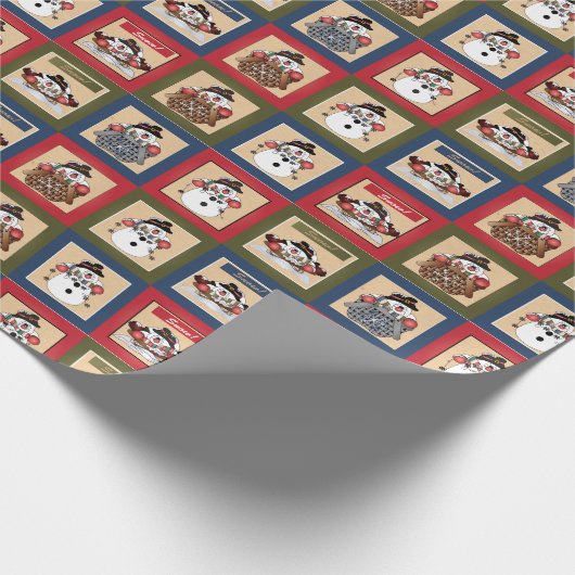 Happy Fun Snowmen | Kerstmis Cadeaupapier (Hoek)