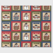 Happy Fun Snowmen | Kerstmis Cadeaupapier (Vlak)