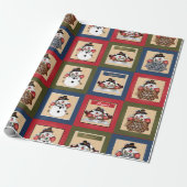 Happy Fun Snowmen | Kerstmis Cadeaupapier (Uitgerold)