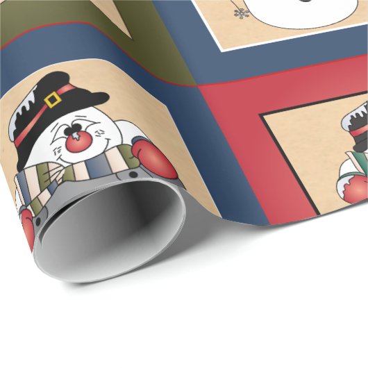 Happy Fun Snowmen | Kerstmis Cadeaupapier (Rol Hoek)
