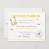 Happy Fun Tooth Fairy Certificaat Gele Kleur Pop Notitiekaartje (Voorkant)