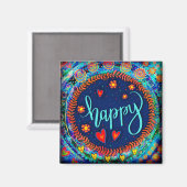 Happy Fun Whimsical Kleurrijk Inspirerend Trendy Magneet (Voorkant / Achterkant)