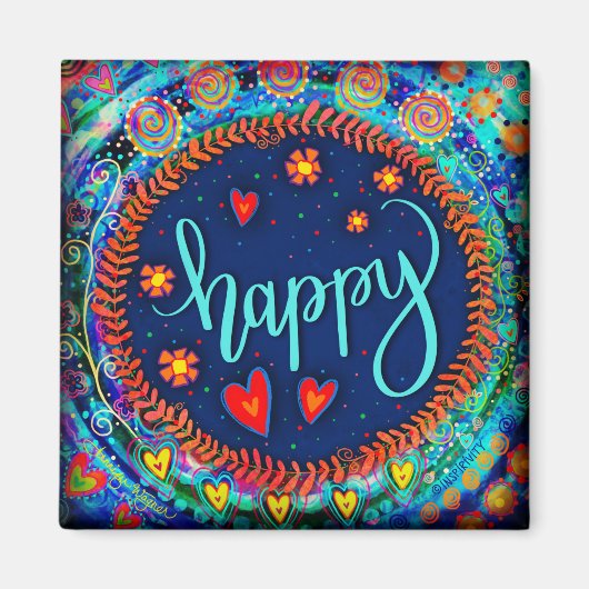 Happy Fun Whimsical Kleurrijk Inspirerend Trendy Magneet (Voorkant)