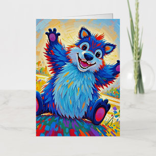 Happy Funny beer Abstracte leuke dierenkunst Folie Wenskaart