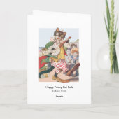 Happy Funny Cat Folk Birthday Card Kaart (Achterkant)