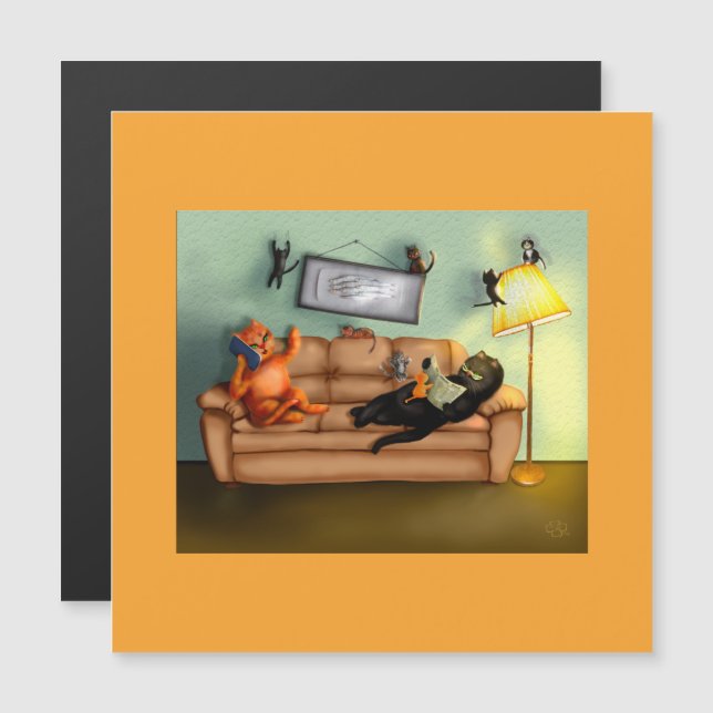 Happy Funny en Cute Family Cats thuis (Voorkant / Achterkant)