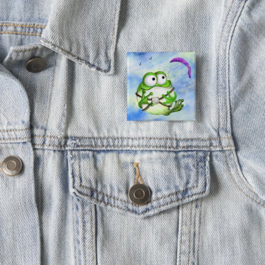 Happy Funny Frog Paraglider Button (In situ)
