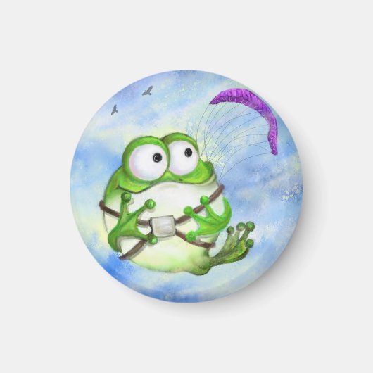 Happy Funny Frog Paraglider Magnet (Voorkant)