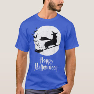 Happy Funny Halloween Costume Witch Corgi Dog Love T-shirt
