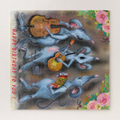 Happy Funny Mouse Band Puzzle Jouw tekst / Naam Legpuzzel (Horizontaal)