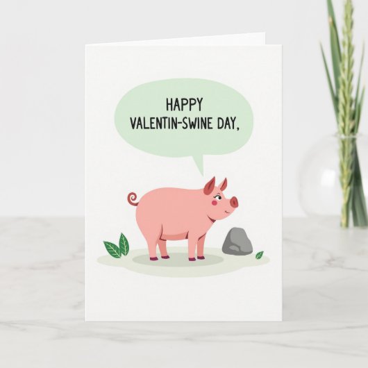 Happy Funny Pig Valentinswine Day Card Kaart (Voorkant)