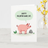 Happy Funny Pig Valentinswine Day Card Kaart (Gele Bloem)