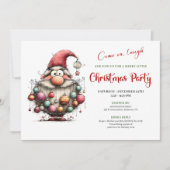 Happy Funny Santa Red and Green Festive Party   Kaart (Voorkant)