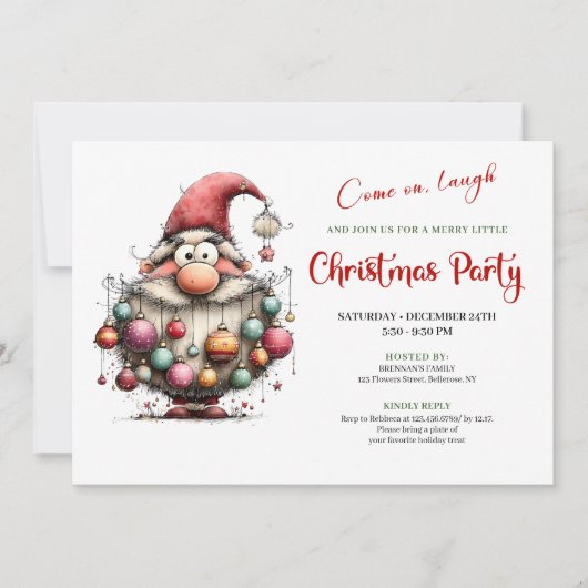 Happy Funny Santa Red and Green Festive Party   Kaart (Voorkant)