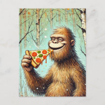 Happy Funny Sasquatch en de pizza