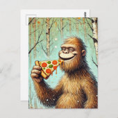 Happy Funny Sasquatch en de pizza Briefkaart (Voorkant / Achterkant)