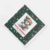 Happy funny snowman with snowflakes kids napkins servet (Hoek)