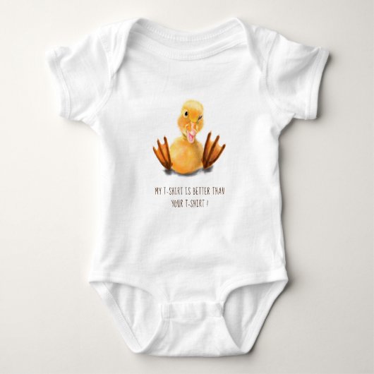 Happy Funny Yellow Duck Playful Wink - voeg tekst Romper (Voorkant)